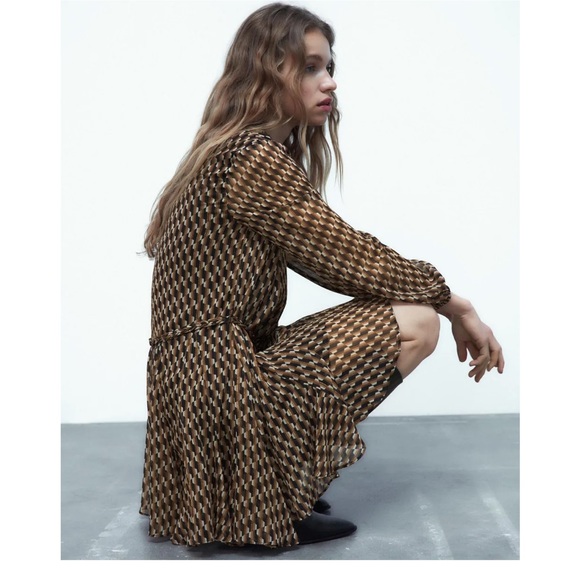 Zara gold printed mini dress - Picture 6 of 8
